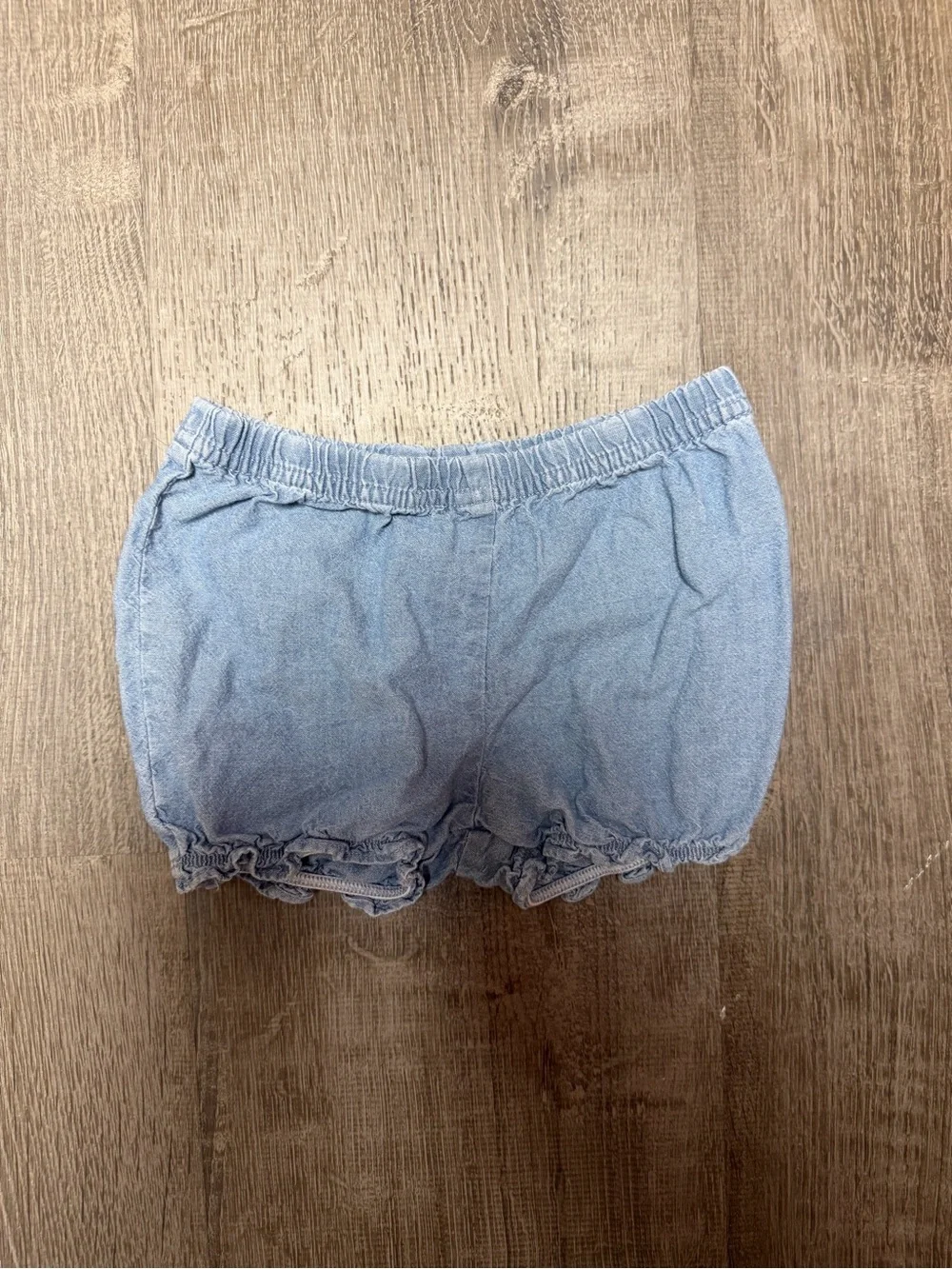 Carter's Light Blue Denim High-Waist Ruffle Hem Shorts